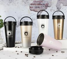 🔥送杯刷🔥無縫內膽高品質手提保溫咖啡杯 便利手提把 304不鏽鋼不銹鋼保溫杯(A017)