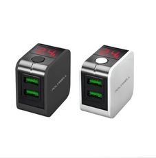 POLYWELL 12W 雙孔 USB 數位顯示 充電器 充電頭 快充頭 USB A