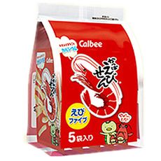 +東瀛go+(特價)日本原裝 卡樂比 calbee 5袋入130g 蝦條餅乾 蝦餅 河童蝦餅 四連餅