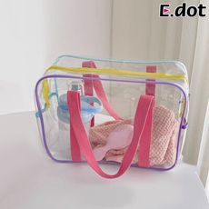 【E.dot】PVC透明防水大容量肩背手提收納袋