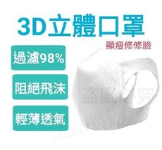 口罩【出清】 3D立體非醫療(薄型) 阻飛沫 濾塵 空污 三層防護口罩   (1入30片盒裝)