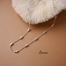 項鍊-蘿菈精品Laura- s925純銀 方塊點點 時尚-小資女 開運招財 純銀項鍊