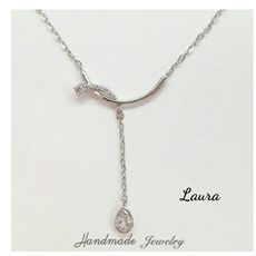 -Laura- s925純銀項鍊 時尚-小資女 微笑晶鑽純銀項鍊 鎖骨鍊