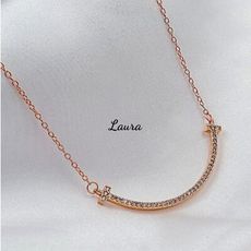 -Laura- s925純銀項鍊 晶鑽微笑 時尚-小資女 純銀項鍊 鎖骨鍊