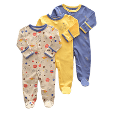 嬰兒純棉可包手包腳長袖連身衣三件組-11a