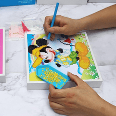 兒童玩具 鑽石畫玩具 帶框 滿鑽 十二生肖 小學生 手工 diy益智玩具 粘貼畫 卡通畫