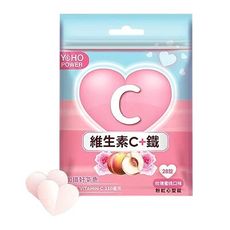 悠活原力 維生素C+鐵-口含錠-水蜜桃玫瑰口味(28錠／包)  營養補充/口含錠/加倍美麗