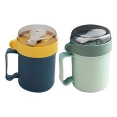 早餐麥片杯／雙層燕麥杯500ml(1入) 款式可選 湯匙顏色隨機出貨 DS003448