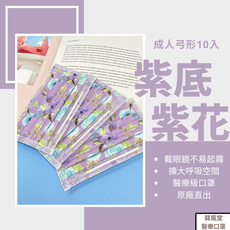 台灣製造 巽風堂-成人4D弓型醫用 紫色花海口罩