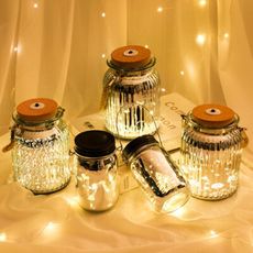 (圓形)聖誕燈飾 LED 禮品瓶 小夜燈 吊燈 燈罐 掛燈 交換禮物 聖誕禮物【葉子小舖】