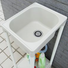 免運 41*49cm塑鋼水槽 日式ABS小型洗衣槽-附洗衣板 【02WHO】 洗碗槽 洗手台 流理台