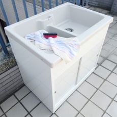 免運 84*59cm塑鋼水槽 日式ABS雙槽櫥櫃洗衣槽(雙門) 【08DR】洗手台 流理台 洗碗槽