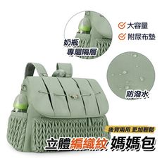 立體編織紋媽媽包(後背款) 兩用包 斜背包 大容量媽媽包 多功能媽媽包 防潑水 母嬰包 後背包