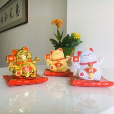 太陽能招財貓 開運招財貓 新年飾品 招財貓 點頭娃娃 財源廣進【CF147611】