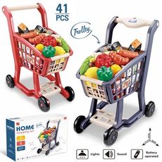 兒童仿真 超市購物車套裝 燈光音樂 超市 水果 蔬菜 購物 過家家玩具【CF150601】
