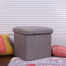 多功能棉麻收納儲物沙發椅凳 矮凳 椅子-正方形*