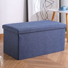多功能棉麻長方形收納沙發椅凳*