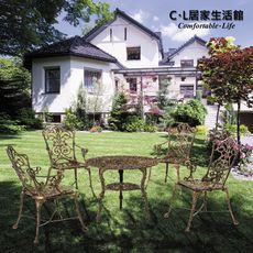 【C.L居家生活館】Y279-1+Y279-2 花園鋁合金76圓桌椅組(一桌四椅)/戶外桌椅