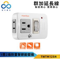 群加-2P+3P 1開2插節能壁插-TWTM12SN-防雷擊保護-集中式開關