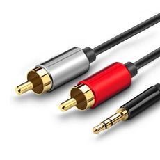 3.5mm轉梅花頭一分二音源線 AUX轉RCA電腦音箱連接線(1.5米)