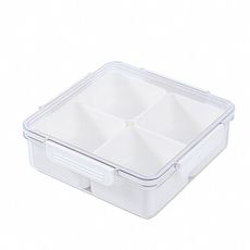 附蓋密封透明方形保鮮盒收納盒分格盤零食盤水果盤瓜子盤