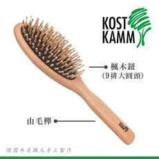 【KOST KAMM】德國製造 圓楓木按摩梳(22cm，9排)