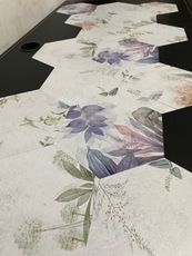 【亞圖家居】清新花草系(一般款)-MIT擬瓷感六角形花磚貼/廚房防油/地板裝飾 HHH8