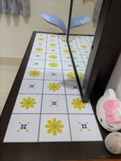 【亞圖家居】復古簡約花(不殘膠)-MIT擬瓷感正方形花磚貼/廚房防油貼/地板裝飾/翻新SSVT23