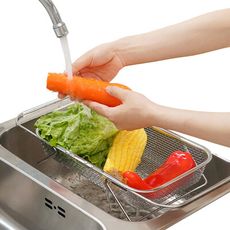 日本SP SAUCE不銹鋼濾網伸縮瀝水籃(窄款)