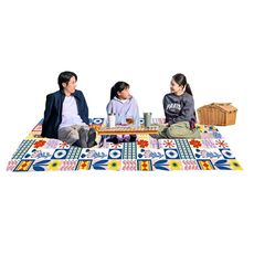 日本Asahikoyo繽紛花朵3層構造4角釘定180x240公分野餐墊組(附收納袋)