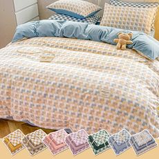 洛卡棉棋盤格紋床包組(單人加大1.2三件套) 床笠 格紋 床罩 床單 簡約 透氣 舒棉 柔軟