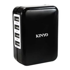 免運 KINYO 國際電壓四孔USB急速充電器20W(黑色) CUH-34 超值2入組