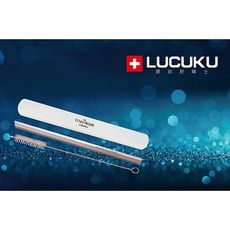 瑞士LUCUKU 12mm鈦鑽吸管三件套組(吸管+收納盒+刷) TI-036