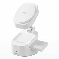 免運 【iWALK】魔方 三合一無線充電折疊支架(附TYPE-C充電線)白色 MXS007
