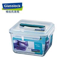 免運 韓國【Glasslock】手提長方強化戶外野餐大容量玻璃保鮮盒3700ml