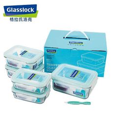 韓國【Glasslock】五件式強化玻璃保鮮盒居家組(400ml*2+715ml*2+1100ml)