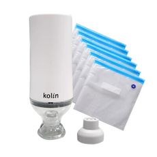 免運 Kolin 歌林 真空壓縮收納機+6PCS食品收納袋(21x22cm) KOT-KU01