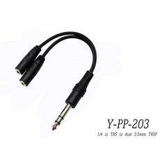 stander y-pp-203 6.3mm 立體聲公頭轉 兩個 3.5mm 母頭音源訊號分接線[唐