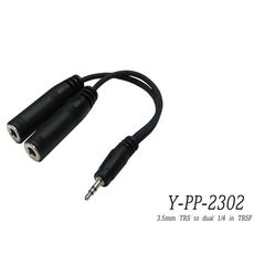 stander y-pp-2302 3.5mm 立體聲公頭轉 兩個 6.3mm 母頭音源訊號分接線[