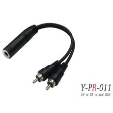 ☆唐尼樂器︵☆台製 Stander Y-PR-011 6.3mm 單聲道母頭 轉兩個 RCA 公頭