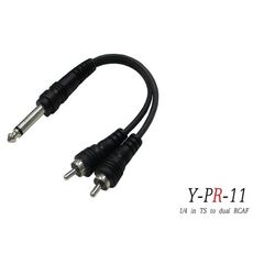 ☆唐尼樂器︵☆台製 Stander Y-PR-11 6.3mm 單聲道公頭 轉兩個 RCA 公頭 音