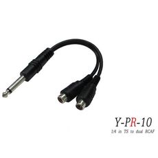 stander y-pr-10 6.3mm 單聲道公頭 轉兩個 rca 母頭 音源訊號分接線[唐尼樂