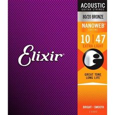 Elixir Nanoweb 11002 (10-47) 薄膜 防鏽 黃銅 木吉他弦 民謠吉他弦