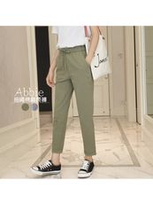【Abbie】抽繩鬆緊腰頭棉麻長褲