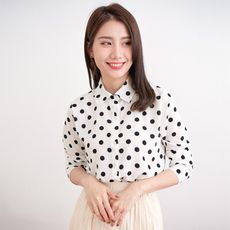 【Abbie】復古時尚波點翻領襯衫