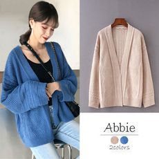 【Abbie】慵懶風寬鬆麻花針織外套