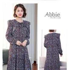 【Abbie】韓款荷葉碎花雪紡連衣裙