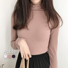 【Abbie】超彈力修身荷葉邊上衣