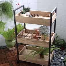 【Bamtor 笨木頭】三層木作手推車/ 移動式置物/ 木作工業風