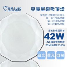 【亮博士】LED亮麗星鑽42W吸頂燈/多組優惠/適合2~3坪壁切三段可調光(白光/黃光/自然光)